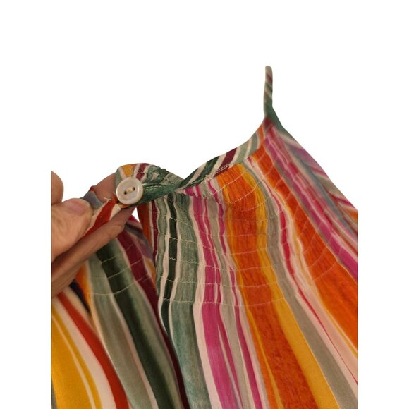 VTG Inspired Velvet Graham & Spencer Maxi Dress XL Rainbow Stripe Summer - Picture 7 of 9